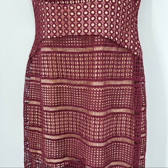 Keepsake The Label Sweet Nothing Burgundy Lace Midi Dress Size Medium - Picture 4 of 14